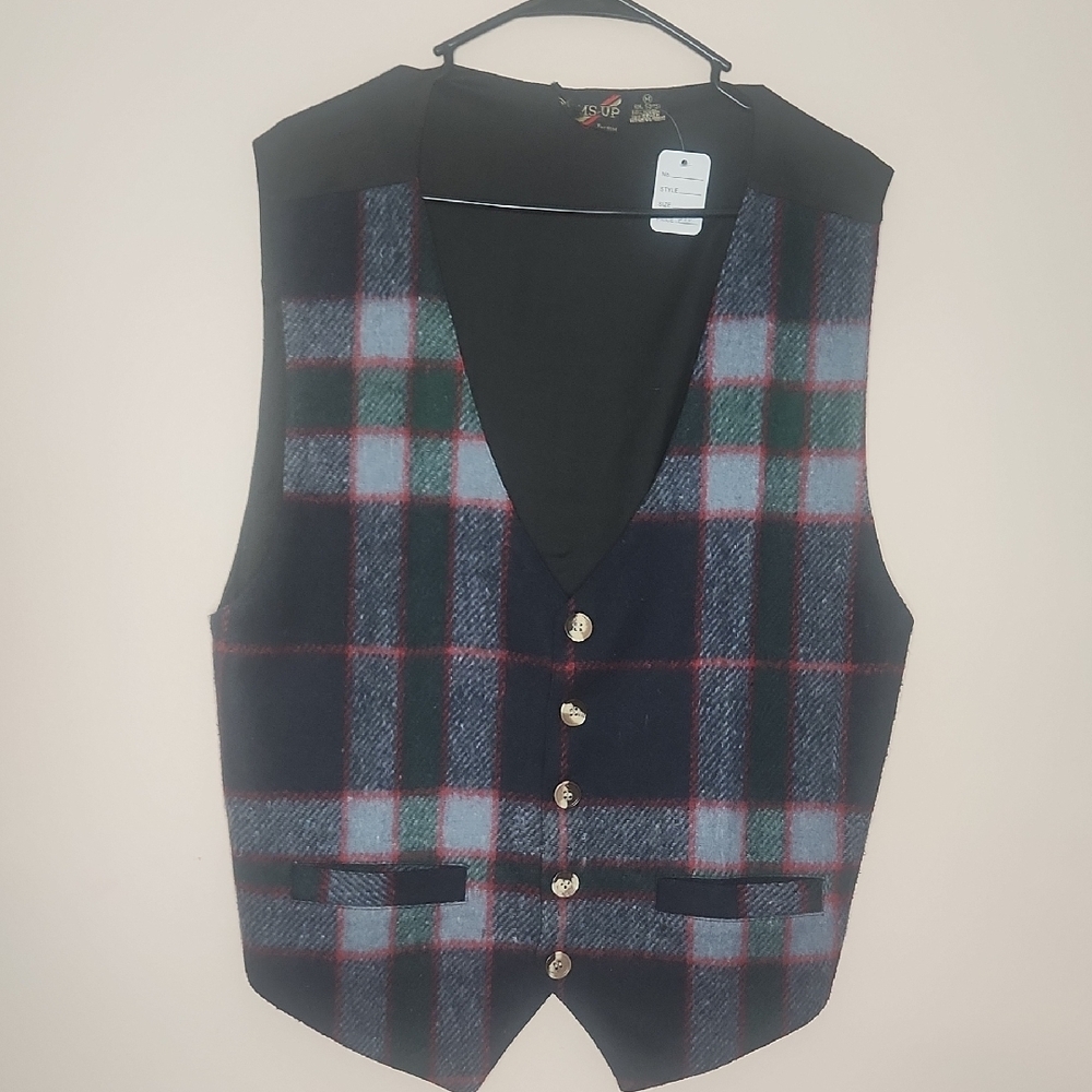 Plaid Button-Up Vest